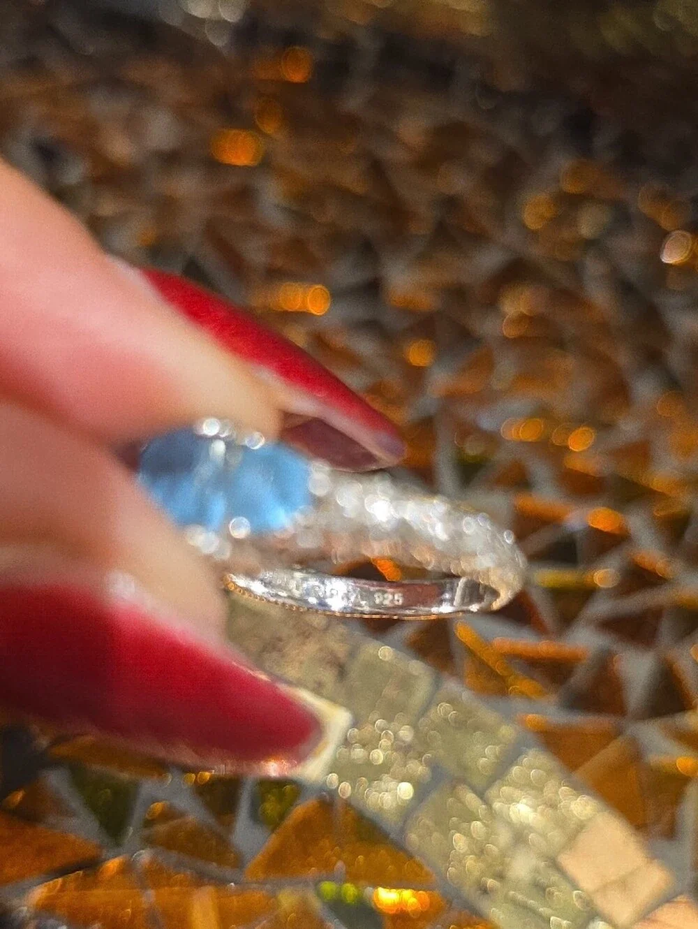 Judith Ripka Blue Three-Stone Silver Ring